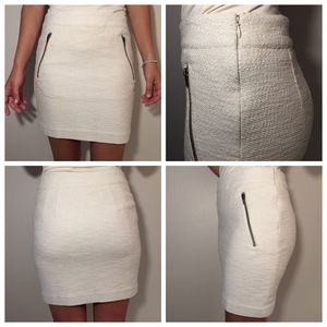 Ann Taylor White Cotton Mini Skirt w/Front Zippers